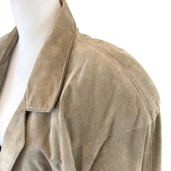 P.F.L. Canada Genuine Vintage Suede Leather Oversized Western Blazer Coat - Picture 5 of 9